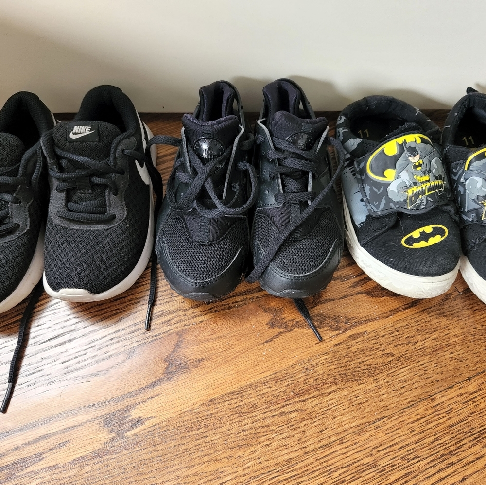 3 pair of Size 11 Nike kids shoes batman shoes